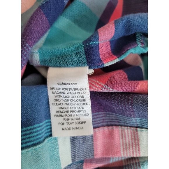Chubbies Men's M Multi Color Plaid 1/4 Button up Long Sleeves - Picture 5 of 7
